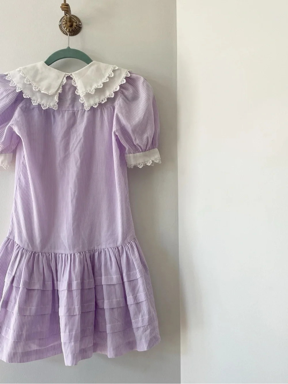 Vintage Rare Editions Lavender Striped Big Collar Dress | Size 8